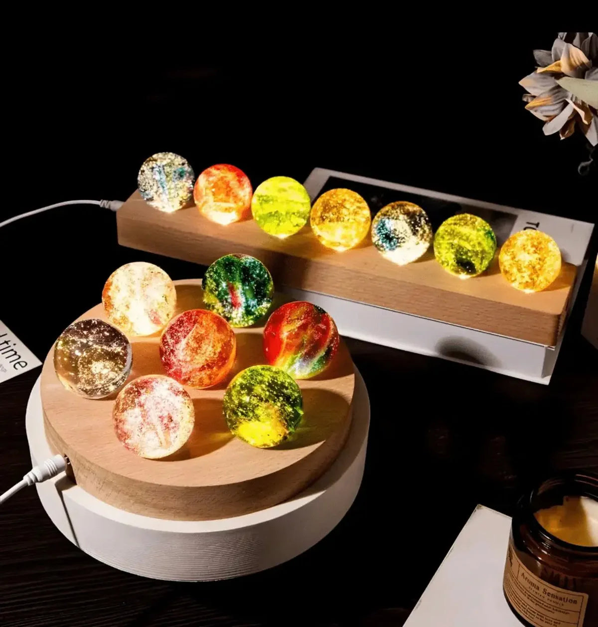7 Galaxies Crystal Sphere Decor